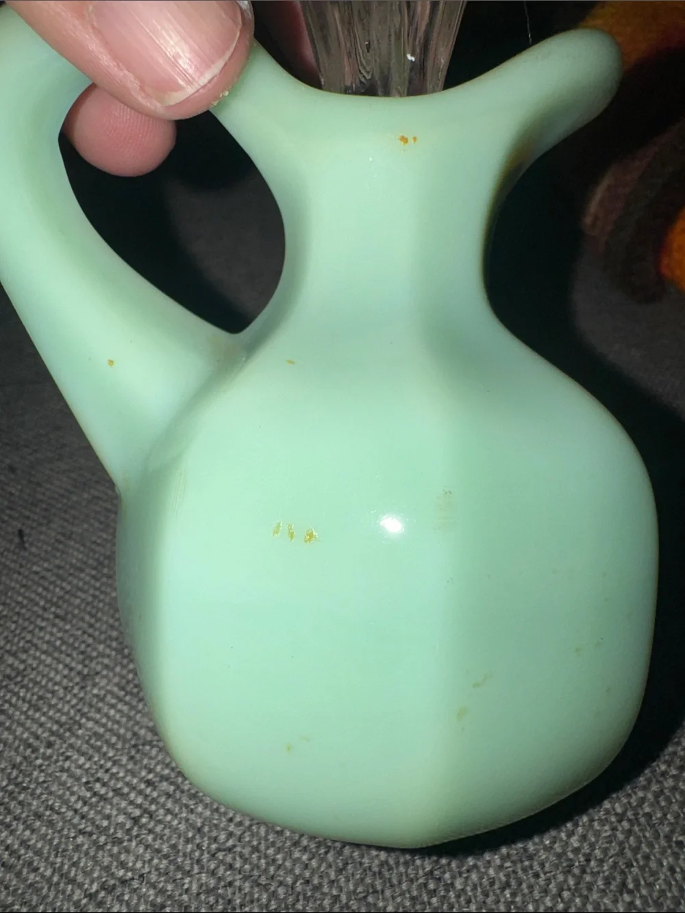 VINTAGE Jadeite Green Glass Octagonal Cruet/ Oil Bottle w/Original Clear stopper